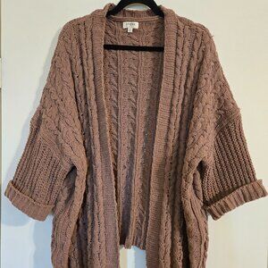 Umgee Open Knit Cardigan in Chestnut